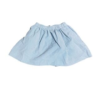 NWOT Crewcuts 8 Girl Skirt Light Blue White Preppy Pockets‎ Seersucker Striped